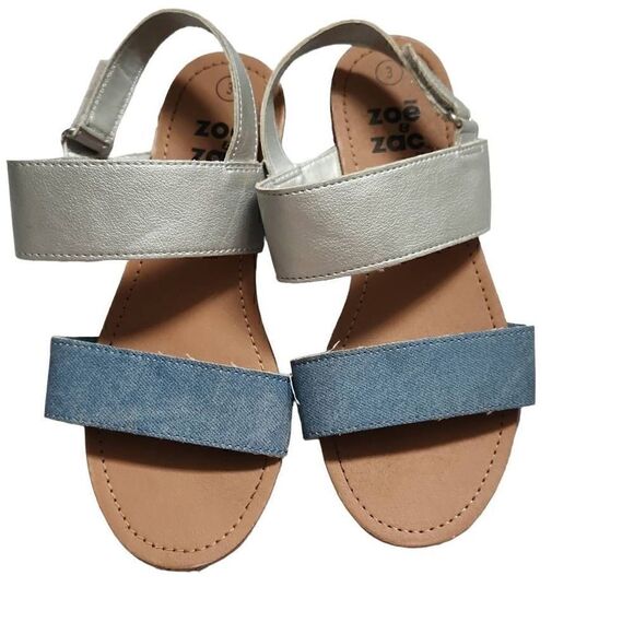 Zoe & Zac Girls Blue and Silver Strap Sandals - Size 3 - Picture 5 of 7